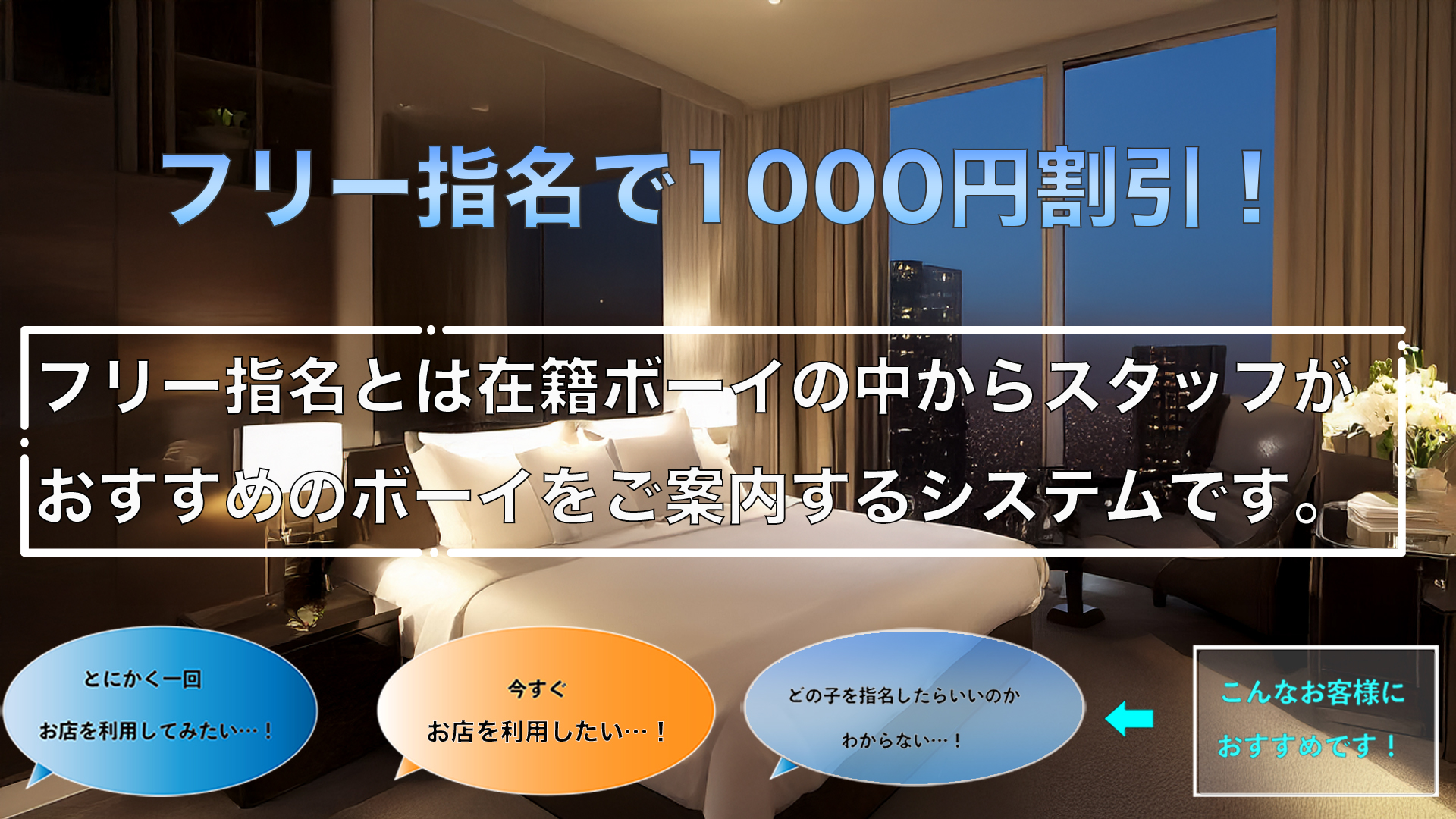 フリー指名のご利用で1000円割引！